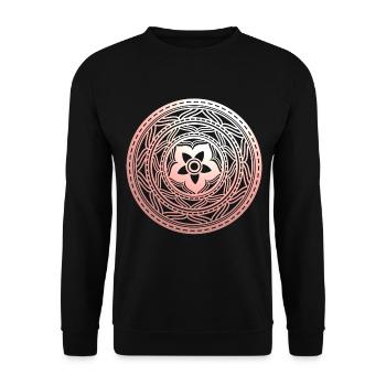 Pastellflorales Mandala-Muster - Unisex Pullover - Schwarz - Vorne - Alina (178cm) & Michal (187cm)