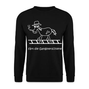 färt die Gangsterschiene Gangster Verbrecher Pferd - Unisex Pullover - Schwarz - Vorne - Alina (178cm) & Michal (187cm)