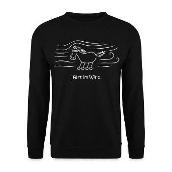 färt im Wind, Pferd mit Rädern im Sturm, Wetter - Unisex Pullover - Schwarz - Vorne - Alina (178cm) & Michal (187cm)