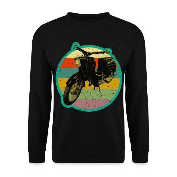 Moped Schwalbe retro Simmi - Unisex Pullover - Schwarz - Vorne - Alina (178cm) & Michal (187cm)