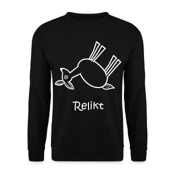 relikt, reh liegt, lustiges Reh, Reliquie - Unisex Pullover - Schwarz - Vorne - Alina (178cm) & Michal (187cm)