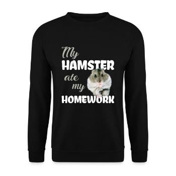 Hamster homework Funny saying - Unisex Sweatshirt - black - Front - Alina (178cm) & Michal (187cm)