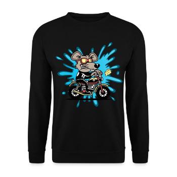 Souris rat fromage moto bande dessinée bande dessinée - Sweat-shirt Unisexe - noir - Devant - Alina (178cm) & Michal (187cm)