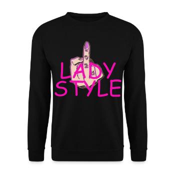 Lady Style Mittelfinger - Unisex Pullover - Schwarz - Vorne - Alina (178cm) & Michal (187cm)