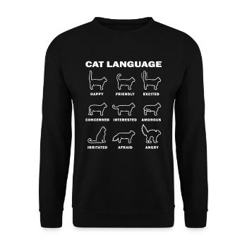 Sprache der Katzen - Unisex Pullover - Schwarz - Vorne - Alina (178cm) & Michal (187cm)