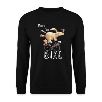 Born to bike i dog on bike cartoon - Unisex Sweatshirt - black - Front - Alina (178cm) & Michal (187cm)