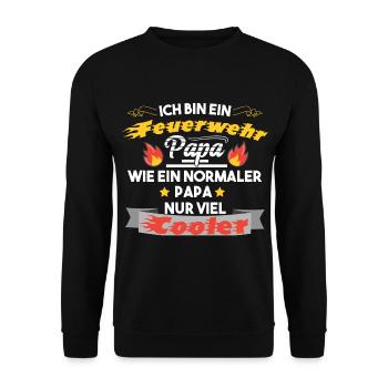 Feuerwehr Papa - Unisex Pullover - Schwarz - Vorne - Alina (178cm) & Michal (187cm)