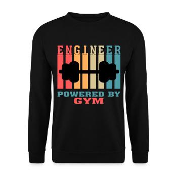 Funny Engineer Powered by Gym Tshirt for Engineers - Unisex Sweatshirt - black - Front - Alina (178cm) & Michal (187cm)