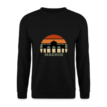 Wahrzeichen der Stadt Madrid Skyline Spanien - Unisex Pullover - Schwarz - Vorne - Alina (178cm) & Michal (187cm)