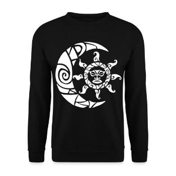 Mond, Sonne und Natur (weiß) - Unisex Pullover - Schwarz - Vorne - Alina (178cm) & Michal (187cm)