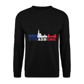 Carte de repère de la ville de Strasbourg France Skyline - Sweat-shirt Unisexe - noir - Devant - Alina (178cm) & Michal (187cm)