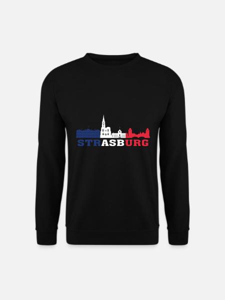 Straßburg Skyline Frankreich Wahrzeichen Karte - Unisex Pullover - Schwarz