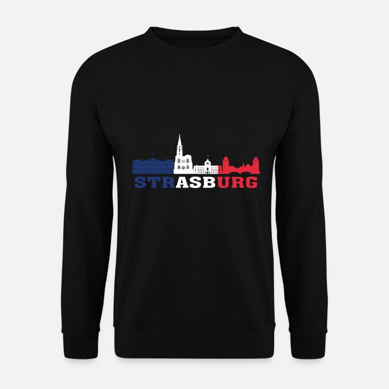 Straßburg Skyline Frankreich Wahrzeichen Karte - Unisex Pullover - Schwarz