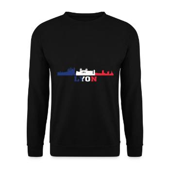 Lyon City Skyline France Landmark Map - Sweat-shirt Unisexe - noir - Devant - Alina (178cm) & Michal (187cm)