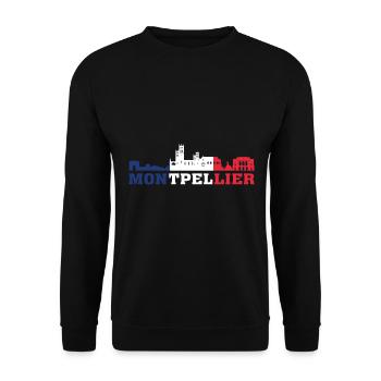 Montpellier City Skyline Frankreich Wahrzeichen Karte - Unisex Pullover - Schwarz - Vorne - Alina (178cm) & Michal (187cm)
