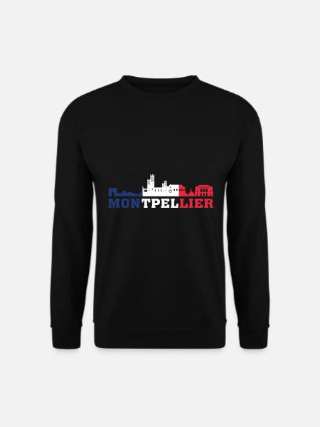 Montpellier City Skyline France Landmark Map - Sweat-shirt Unisexe - noir