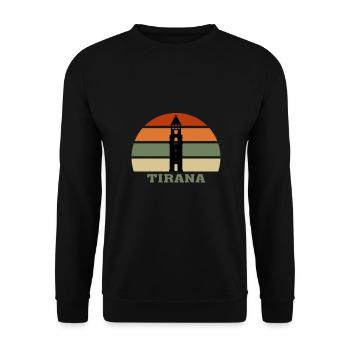 Tirana City Skyline Albanien Wahrzeichen - Unisex Pullover - Schwarz - Vorne - Alina (178cm) & Michal (187cm)