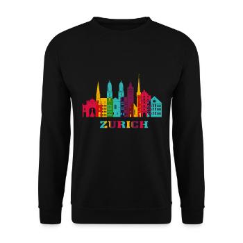 Zürich Stadt Skyline Schweiz Wahrzeichen - Unisex Pullover - Schwarz - Vorne - Alina (178cm) & Michal (187cm)