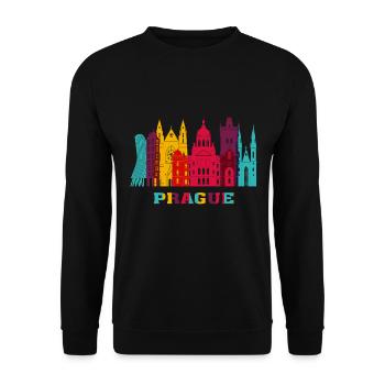 Prager Stadt Skyline Czeck Wahrzeichen - Unisex Pullover - Schwarz - Vorne - Alina (178cm) & Michal (187cm)