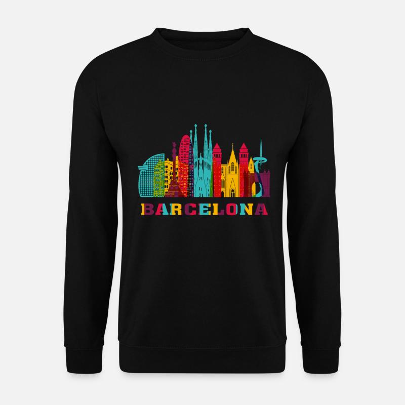 Barcelona City Skyline Spanien Wahrzeichen - Unisex Pullover - Schwarz