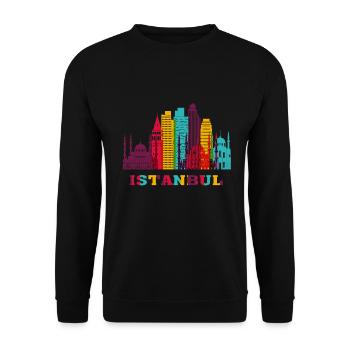 Istanbul City Skyline Turkey Landmark - Unisex Sweatshirt - black - Front - Alina (178cm) & Michal (187cm)