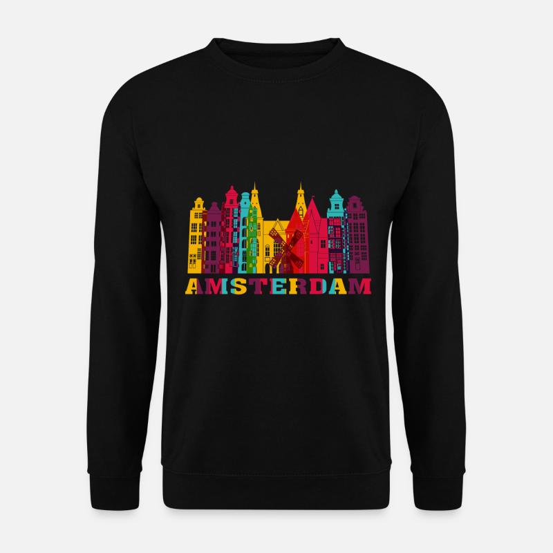 Amsterdam City Skyline Niederlande Wahrzeichen - Unisex Pullover - Schwarz