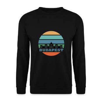 Wahrzeichen der Stadt Budapest Skyline Ungarn - Unisex Pullover - Schwarz - Vorne - Alina (178cm) & Michal (187cm)