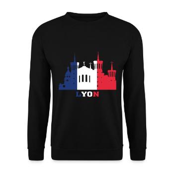 Lyon City Skyline Frankreich Wahrzeichen Karte - Unisex Pullover - Schwarz - Vorne - Alina (178cm) & Michal (187cm)