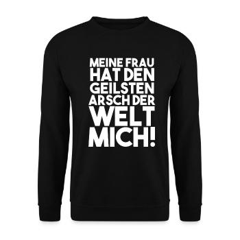 Meine Freu Hat Den Geilsten Arsch Der Welt Mich! - Unisex Pullover - Schwarz - Vorne - Alina (178cm) & Michal (187cm)