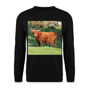 Hochlandrind Kuh Kühe Rinder Landwirtschaft Poster - Unisex Pullover - Schwarz - Vorne - Alina (178cm) & Michal (187cm)