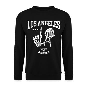 Los Angeles la Stadt der Engel - Unisex Pullover - Schwarz - Vorne - Alina (178cm) & Michal (187cm)