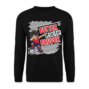 Bester Großer Bruder.. Fußball Dabbing - Unisex Pullover - Schwarz - Vorne - Alina (178cm) & Michal (187cm)