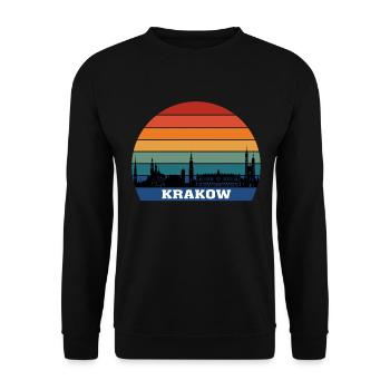 Krakow Poland Skyline Polish Flag Travel Souvenir - Unisex Sweatshirt - black - Front - Alina (178cm) & Michal (187cm)