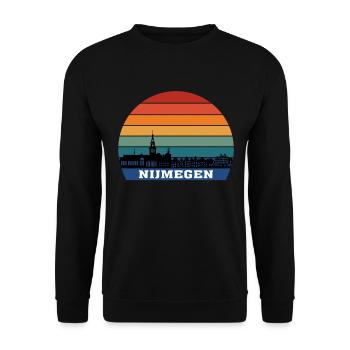 Souvenir de Silhouette Skyline Nimègue Pays-Bas - Sweat-shirt Unisexe - noir - Devant - Alina (178cm) & Michal (187cm)