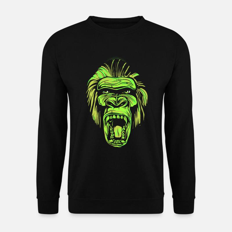 Schreiender Gorillakopf im Neonstil - Unisex Pullover - Schwarz