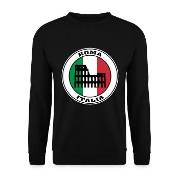 Roma Italien Reisen Souvenir Italienische Flagge Abzeichen Rom - Unisex Pullover - Schwarz - Vorne - Alina (178cm) & Michal (187cm)