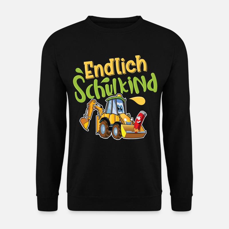Endlich Schulkind Bagger - Unisex Pullover - Schwarz