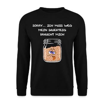 Sauerteig, backen, Brot, Sauerteigbrot, Anstellgut - Unisex Pullover - Schwarz - Vorne - Alina (178cm) & Michal (187cm)