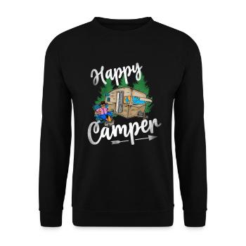 Happy Camper - Unisex Pullover - Schwarz - Vorne - Alina (178cm) & Michal (187cm)