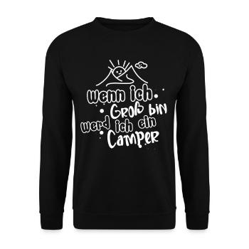 Wenn Ich Groß Bin Werd Ich Camper - Unisex Pullover - Schwarz - Vorne - Alina (178cm) & Michal (187cm)