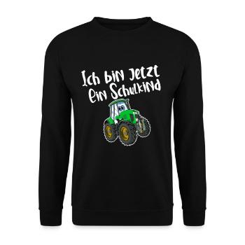 Ich Bin Jetzt Ein Schulkind Traktor - Unisex Pullover - Schwarz - Vorne - Alina (178cm) & Michal (187cm)