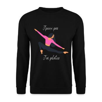 J'peux pas j'ai pilâtes - Sweat-shirt Unisexe - noir - Devant - Alina (178cm) & Michal (187cm)