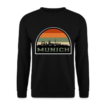 Munich Allemagne Skyline Souvenir Voyage Drapeau Allemand - Sweat-shirt Unisexe - noir - Devant - Alina (178cm) & Michal (187cm)