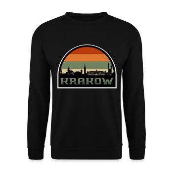 Krakau Polen Skyline Travel Souvenir Polnische Flagge - Unisex Pullover - Schwarz - Vorne - Alina (178cm) & Michal (187cm)