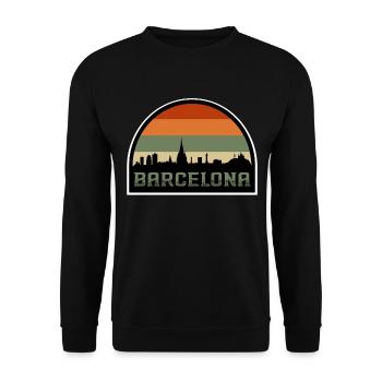 Barcelone Espagne Skyline Silhouette Drapeau Espagnol - Sweat-shirt Unisexe - noir - Devant - Alina (178cm) & Michal (187cm)