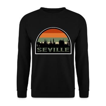 Séville Espagne Skyline Voyage Souvenir Drapeau Espagnol - Sweat-shirt Unisexe - noir - Devant - Alina (178cm) & Michal (187cm)
