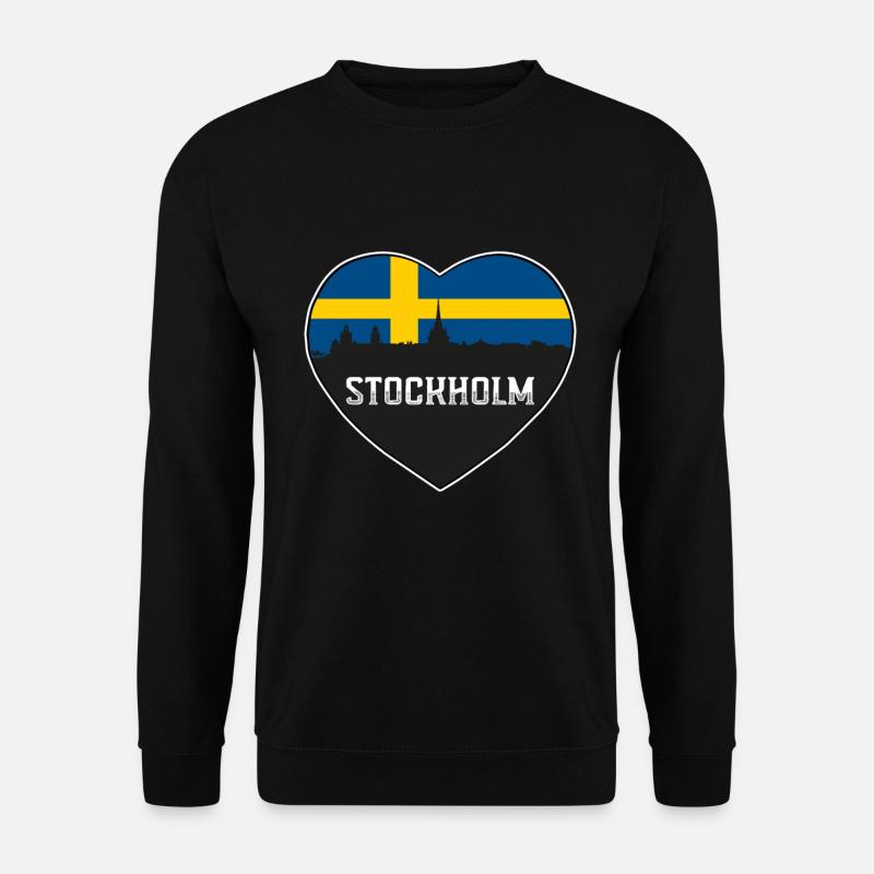 Stockholm Schweden Skyline Silhouette schwedische Flagge - Unisex Pullover - Schwarz