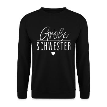 Große Schwester - Unisex Pullover - Schwarz - Vorne - Alina (178cm) & Michal (187cm)