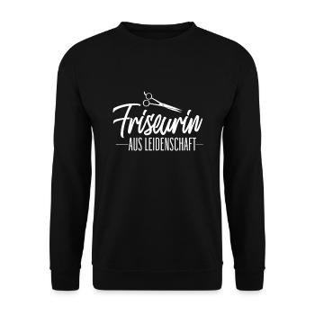 Friseurin Aus Leidenschaft - Unisex Pullover - Schwarz - Vorne - Alina (178cm) & Michal (187cm)