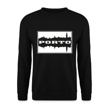 Porto Portugal Reise Souvenir Skyline Silhouette - Unisex Pullover - Schwarz - Vorne - Alina (178cm) & Michal (187cm)